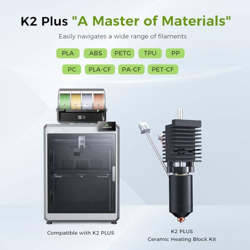 Creality Official K2 Plus Hotend Kit, Upgrades Ceramic Heating Block Kit, Unicorn Quick Swap 3D Printer Nozzle, High Flow Extruder Heater Block, All Metal Integrated for Creality 3D Printers - style: K2 Plus