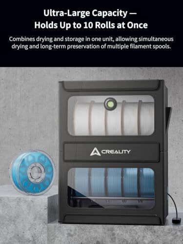 Creality Filament Storage Box 10KG, Max 70℃ Temperature, 3D Filament Dryer with Magnetic Closure, Moisture-Proof & Damp-Proof, Large Capacity Rack & Resin Sealed Dust Cover, Easy Access - style: Filament Storage Box 10kg Capacity(Heating)