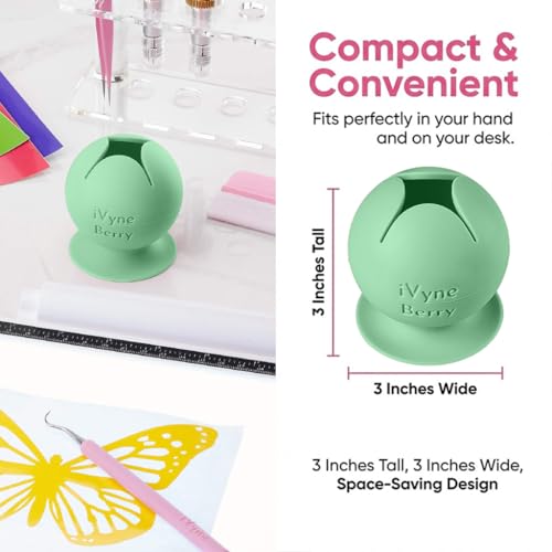 iVyne Berry Suctioned Vinyl Weeding Scrap Collector | Versatile Multi-Surface Suction & Anti-Spill Vinyl Scrap Collector w/Soft and Flexible Silicone to Protect your Weeding Tools | Green, 1 Pack - color: Green