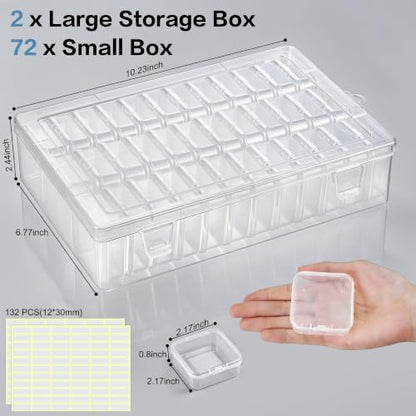 Bead Organizer Box, 72-Pcs Mini Clear Bead Storage with Lid, 2 Pack - color: 2 Pack