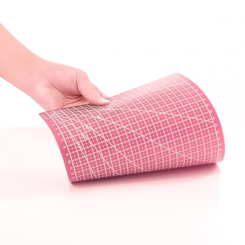 A5 Self-Healing Cutting Mat, Double-Sided Craft Mat with Grid Lines, Precision Rotary Cutting Board for Office Desk, Art Craft, Sewing, Hobby, and DIY Projects ﻿ (Pink) - color: Pink