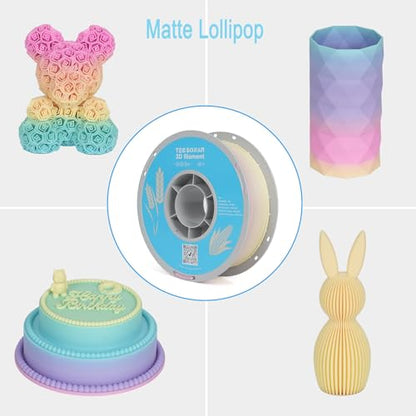 Matte Rainbow PLA 3D Printer Filament, 10Rolls,1KG Spool(2.2lbs) 1.75mm, Multicolor Gradient Filament Bulk for Most FDM 3D Printers,10 Different Matte Rainbow Colors - color: 10*1kg Different Matte Rainbow