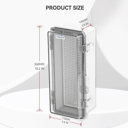 Mollom Transparent Cover Outdoor Junction Box (10.2x4.3x3.9In) - size: 10.2x4.3x3.9"