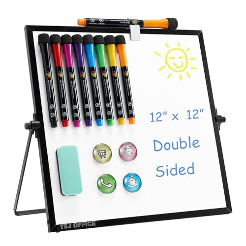 TSJ OFFICE Small White Board - 12 X 12 Inches Black Framed Dry Erase Board - color: Black, size: 12"W x 12"H