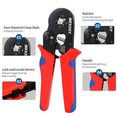 Ferrule Crimping Tool Kit,Ferrule Crimper AWG(22-8), 8 Sizes Wire Ferrule Kit AWG(22 20 18 16 14 12 10 8) Gauge Insulated Ferrule Connectors - style: 630P+Tool