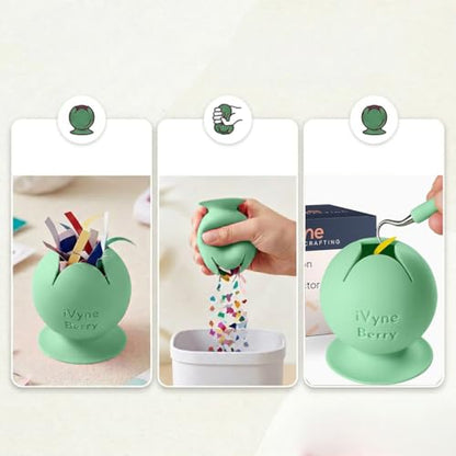 iVyne Berry Suctioned Vinyl Weeding Scrap Collector | Versatile Multi-Surface Suction & Anti-Spill Vinyl Scrap Collector w/Soft and Flexible Silicone to Protect your Weeding Tools | Green, 1 Pack - color: Green
