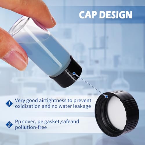 50ml Clear Glass Vials with Screw Caps and Plastic Stoppers 50PCS, Small Liquid Sample Vial, Test Tubes, Leak-Proof Vial - size: 50ML-50PCS
