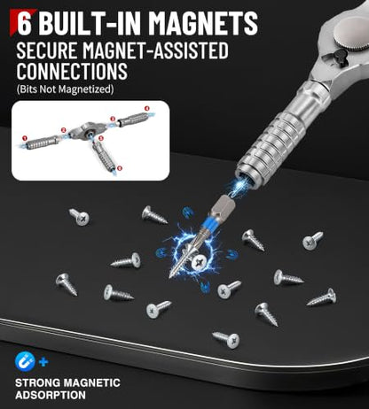 79 in 1 Precision Ratchet Screwdriver Set, Upgraded S2 Steel Tool Kit with Long Bits, Magnetic Electronics Repair Kit Compatible with Smartphones, Laptops, Gift for Men DIY Enthusiasts