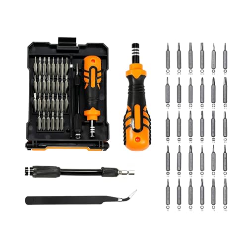 Laptop Precision Screwdriver Set,33 in 1 Magnetic Small Screwdriver Electronic Repair Tool Kit for Phone, Glasses, Watch, Ring Doorbell, RC Car, Xbox,Toys - color: Orange