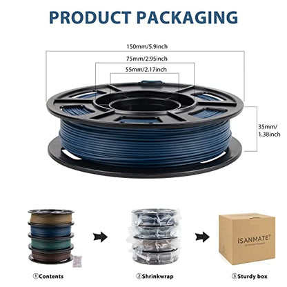 iSANMATE 3D Printer Filament, Colorful Carbon Fiber Filament Bundle, PLA Filament 1.75mm Carbon Fiber Pla(Blue, Army Green, Gold, Brown), High-Accuracy +/- 0.02 mm, 250g x 4 Spool - color: A- Carbon Cf(blue, Army Green, Gold, Brown)