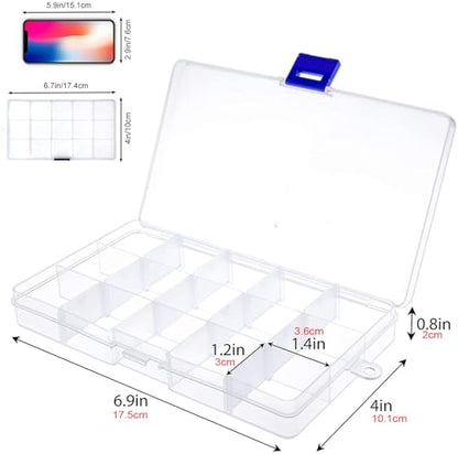 Gebildet 4pcs Transparent Plastic Storage Case, Accessory Parts Storage Box for Tiny Bead, Pills, Herbs and Other Small Items - size: 17.3×9.8×2.3cm