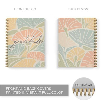 Floral Gratitude Spiral Notebook / 8.5" x 11" Journal / 120 College Ruled Pages/Durable Gloss Laminated Softcover/Gold Wire-o Spiral Binding/Made in the USA - color: Gratitude