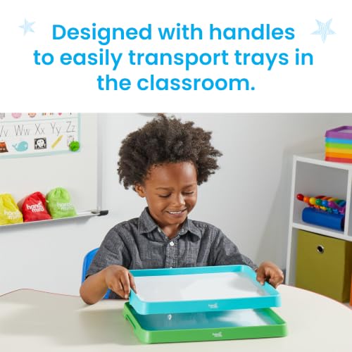 hand2mind Magnetic Dry-Erase Activity Trays, Green and Teal, Set of 2 - style: Green/Teal 2 Pack