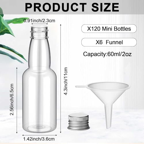 2 oz 120 Pcs Mini Liquor Bottle Plastic Alcohol Bottle, Silver - color: Silver, size: 2 oz