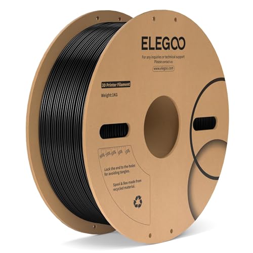 ELEGOO PC Filament 1.75mm Black 1KG, Tough and Durable Professional 3D Printer Filament Dimensional Accuracy +/- 0.05mm 1KG Spool Heat Resistant 3D Printing Polycarbonate Material - color: Pc Filament Black 1000g, size: 1KG