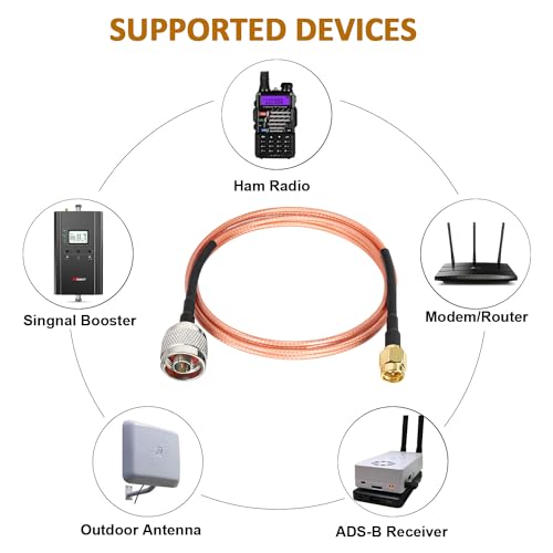 MOOKEERF SMA Male to N Male Cable 5ft,2 Pack RG316 SMA to N Cable 50 Ohm for WiFi Router,GPS Receiver,Antenna,Signal Booster etc - size: 5FT