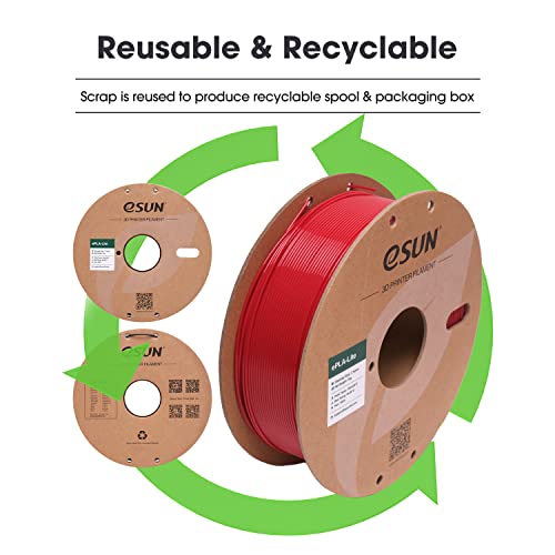 eSUN PLA Filament 1.75mm, High Toughness 3D Printer Filament Upgraded PLA Filament, Dimensional Accuracy +/- 0.03mm, 1KG Cardboard Spool (2.2 LBS) 3D Printing Filament for 3D Printers, Fire Engine Red - color: Fire Engine Red, size: PLA 1.75MM - 1KG
