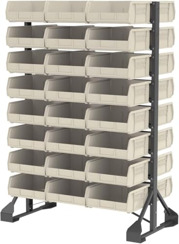 Akro-Mils 30235 AkroBins Plastic Hanging Stackable Storage Organizer Bin, 11-Inch x 11-Inch x 5-Inch, Stone, 6-Pack - color: Stone