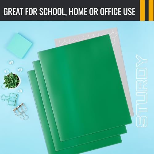 Better Office Products 2 Pocket Glossy Laminated Green Paper Folders, Letter Size, 25 Pack, Green Paper Portfolios, Box of 25 - color: Green