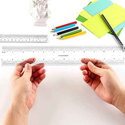 3PCS 6''/12 '' Acrylic Clear Edge Rulers T-Square Ruler, inches and Metric Zero-Centering, T Square Ruler Transparent,for Crafting Drafting and General Layout Work Art Framing & Drafting Scrapbooking - color: 3PCS Clear Acrylic Ruler