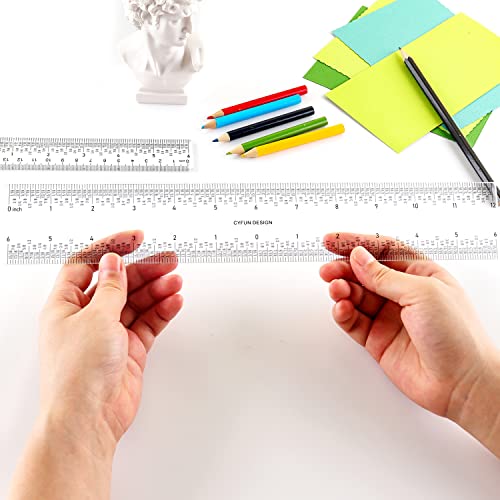 3 PCS 6 Inch /12Inch Clear Acrylic Ruler Zero-Centering Ruler with Inches & Metric Measuring Tool 12" and 6" Inch Straight Edge Rulers for Scrapbooking Card-Making Student School Office Home Tool - color: 3PCS (H)