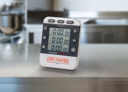 Chef Master 3-Channel Digital Kitchen Timer, Clip & Magnetic Stand - size: Small