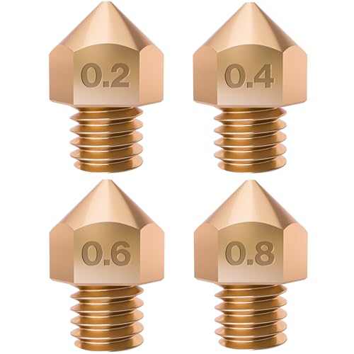 Brass MK8 Nozzle 0.20mm, 0.4mm, 0.6mm, 0.8mm for Ender 3 Nozzle, Ender 3 Pro Nozzle, Ender 3 v2 Nozzle | 3D Printer Nozzles for 0.2, 0.6, 0.8, 0.4 mm 3D Printer Nozzle - size: Variety Pack, style: MK8