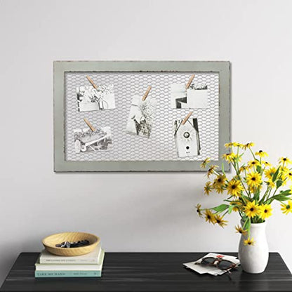 SOFE Rustic Chicken Wire Bulletin Board, Grid Wall Panel 18 × 29" - color: Grey
