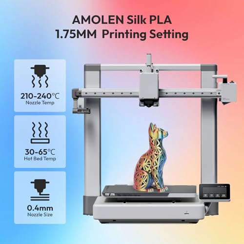 AMOLEN Silk PLA 3D Printer Filament, Shiny Silkverse 4 Colors in 1 Filament 1.75mm Multi Color from 4 Angles, 1kg Blue Yellow Red White - color: Quad Silk Blue/Yellow/Red/White
