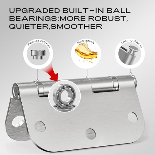 3 Pack Rounded Brushed Nickel Door Hinges 3.5" No-Squeak Ball Bearing - color: Satin Nickel Ball Bearing, size: 3 Pack