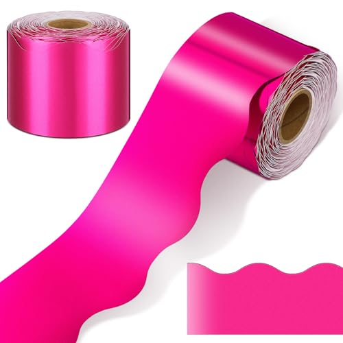 Ecally 65.6 Ft Scalloped Bulletin Board Borders Decor,Hot Pink - color: Hot Pink