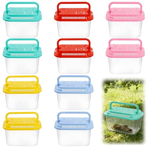 10 Pcs Plastic Terrarium Reptile Carrier Cage, Small Fish Tank