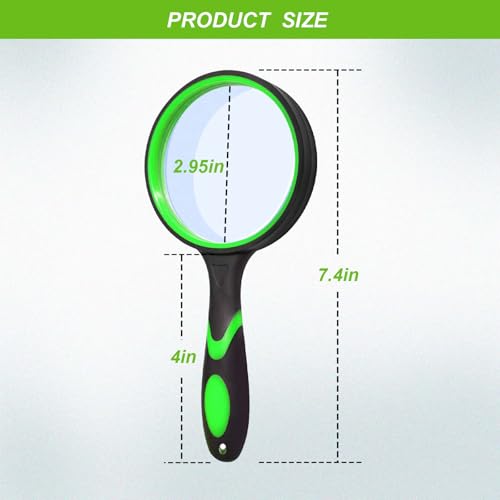 Wapodeai 10X Magnifying Glass for Seniors & Kids Set of 2 - color: Green & Orange