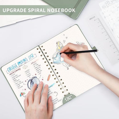 AHGXG Dotted Journal, 140 Pages, A5 (5.7" x 8.3") - color: Sage Green, style: A5-Dotted
