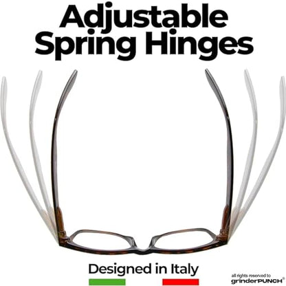 grinderPUNCH Reading Glasses for Men Readers High Power Strong 1.0 to 6.0 - color: 3 Pack Tortoise Whisky