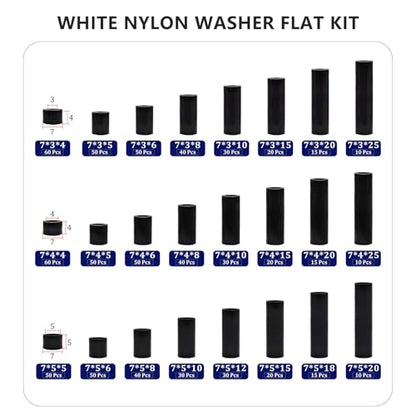 795Pcs Nylon Round Spacer Non-Thread Plastic Standoff Assortment Kit Black Nylon Spacer Washers for Protect Accessories On Circuit Boards Od 7mm Id 3/4/5mm Length 4/5/ 6/8/ 10/15/18/20/ 25mm