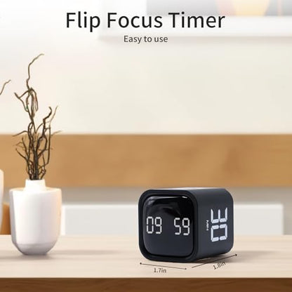LUCKY TIME Rotating Productivity Timer 5/10/30/60min, Flip Timer, ADHD Tool - color: Black