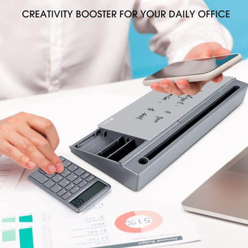 Varhomax Glass Desk Whiteboard Gray with Calculator - color: Calculator-gray