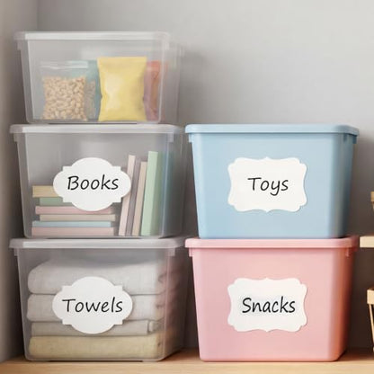 4 Shapes Labels for Storage Bins, 160 Pcs 6×4 in Storage Bin Labels, White - color: White
