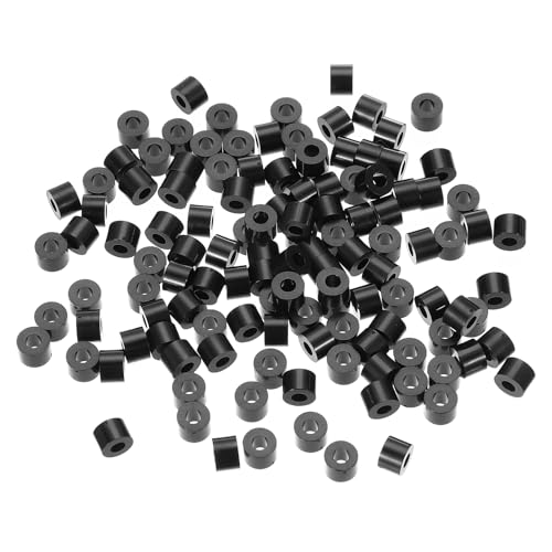 PATIKIL M3 Black ABS ID 3.2mm,OD 7mm,Length 6mm, Nylon Round Spacer Washers, 120Pcs Plastic Standoff Rubber Nut Unthreaded for M3 Screws Electrical Outlet Switch Receptacle - size: 3.2mm x 7mm x 6mm
