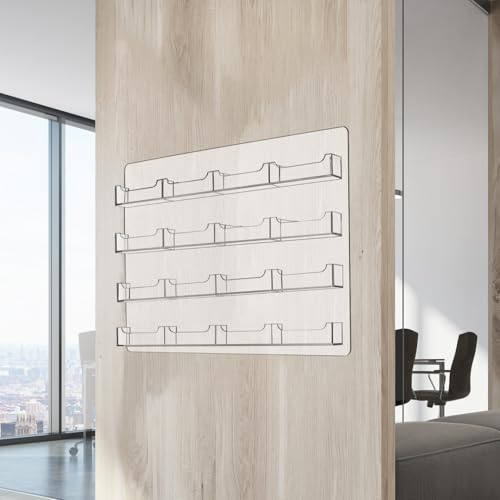 QWORK Acrylic Business Card Holder Wall Mount – 16 Pockets, Clear Sticker Display Rack Versatile Organizer Sticker Display Stand for Home, Office, Library, and Classroom