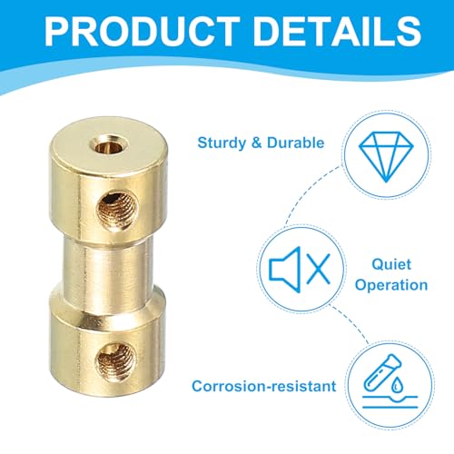 PATIKIL Brass Shaft Coupling Joint 3.2mm to 5mm, 8 Pcs Motor Shaft Coupler Extension Connector Rigid Sleeve Adapter Transmission Joint with Screws for RC Car Tires Shaft Motor - size: 3.2mm to 5mm