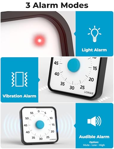 LIORQUE 7.5-Inch Large Visual Timer, 60-Minute Classroom Timer Magnetic - color: Dark Blue