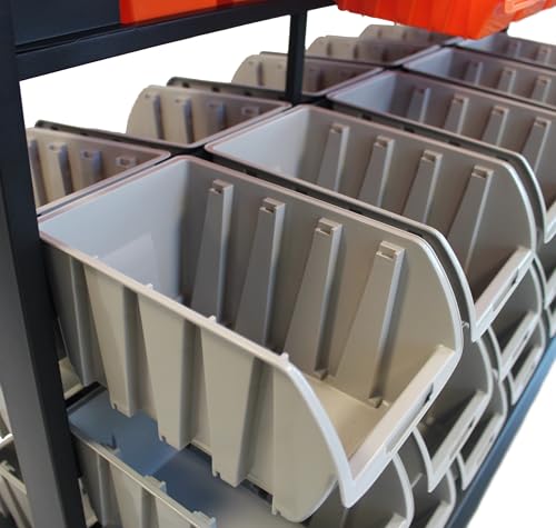 TRINITY 7-Tier Dual-Sided Rolling Storage Bin Rack & Parts Organizer, Black