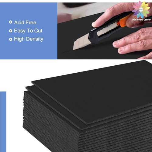 Mat Board Center, 8x10 inche Black Foam Board Acid-Free 25 Pack 3/16"Thick - color: Black, size: 8x10