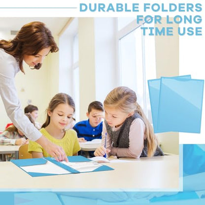Henoyso 36 Pcs Plastic Folder with Clear Front Pocket, Light Blue - color: Light Blue