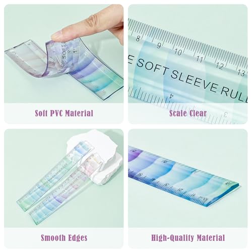 BAYTORY 6Pcs Flexible Plastic Ruler 20 cm/8 Inch, Transparent Rulers - size: 20 cm / 8 Inch