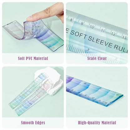 BAYTORY 6Pcs Flexible Plastic Ruler 20 cm/8 Inch, Transparent Rulers - size: 20 cm / 8 Inch