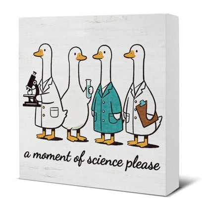 Funny Science Teacher Decor Chemistry Teacher Wood Block Sign a Moment of Science Wood Sign for Laboratory Classroom Office Desk Decoration 5x5 Inch, Back to School Gifts