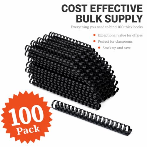 Binding Combs 100 Pack, 3/4 Inch Plastic, Holds 150 Sheets - Performore - size: 3/4 Inch